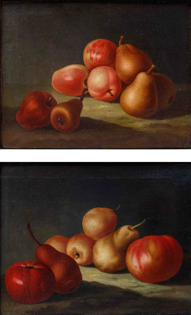 école Lombarde, XVIIe Siècle, Deux Compositions De Pommes Et De Poires-photo-3