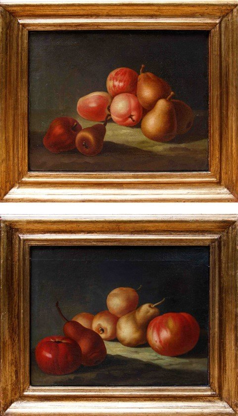 école Lombarde, XVIIe Siècle, Deux Compositions De Pommes Et De Poires