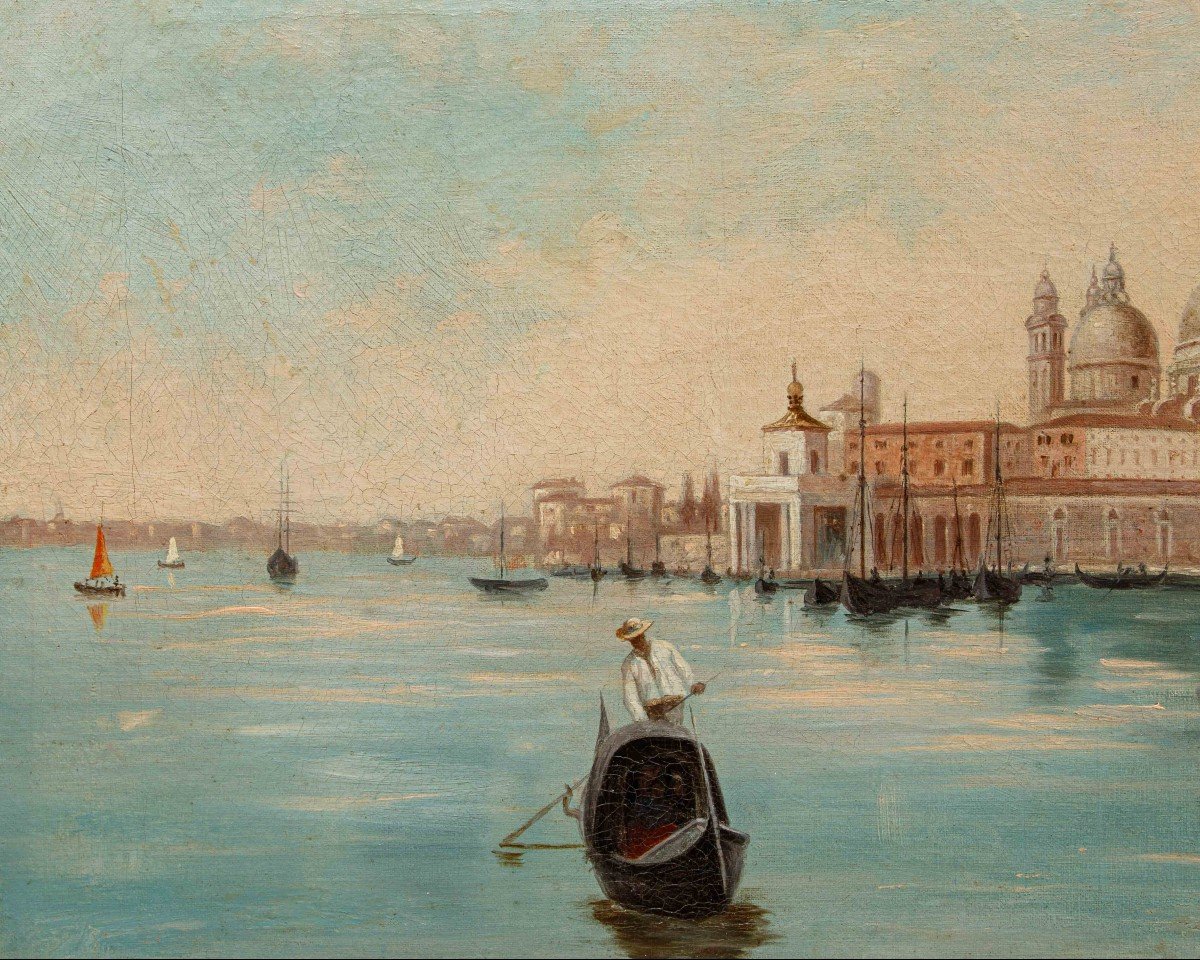 XIXe Siècle, Vue De Venise Avec Punta Della Dogana-photo-3