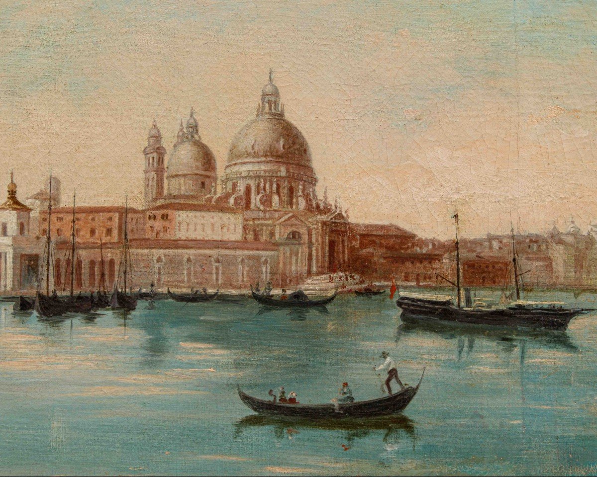 XIXe Siècle, Vue De Venise Avec Punta Della Dogana-photo-3