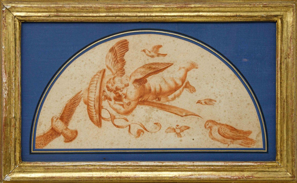 XIX Century, Pair Of Lunettes With Angels And Animals-photo-1