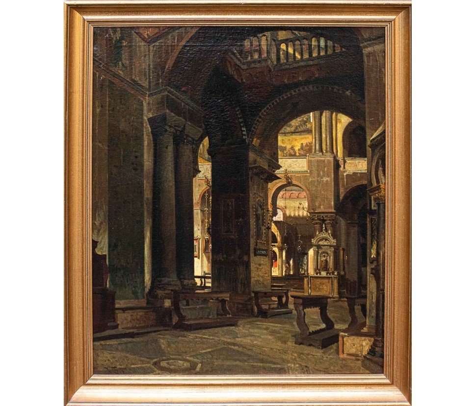 Ramon Tusquets Maignon (barcelone, 1837 - Rome, 1904), Intérieur De La Basilique Saint-marc -photo-2