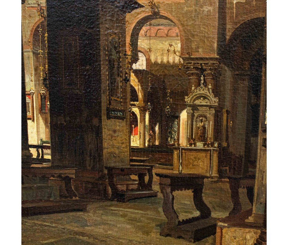 Ramon Tusquets Maignon (barcelone, 1837 - Rome, 1904), Intérieur De La Basilique Saint-marc -photo-3