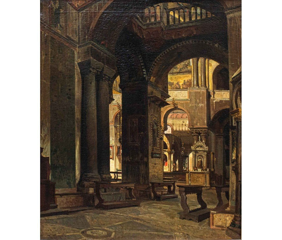 Ramon Tusquets Maignon (barcelone, 1837 - Rome, 1904), Intérieur De La Basilique Saint-marc 