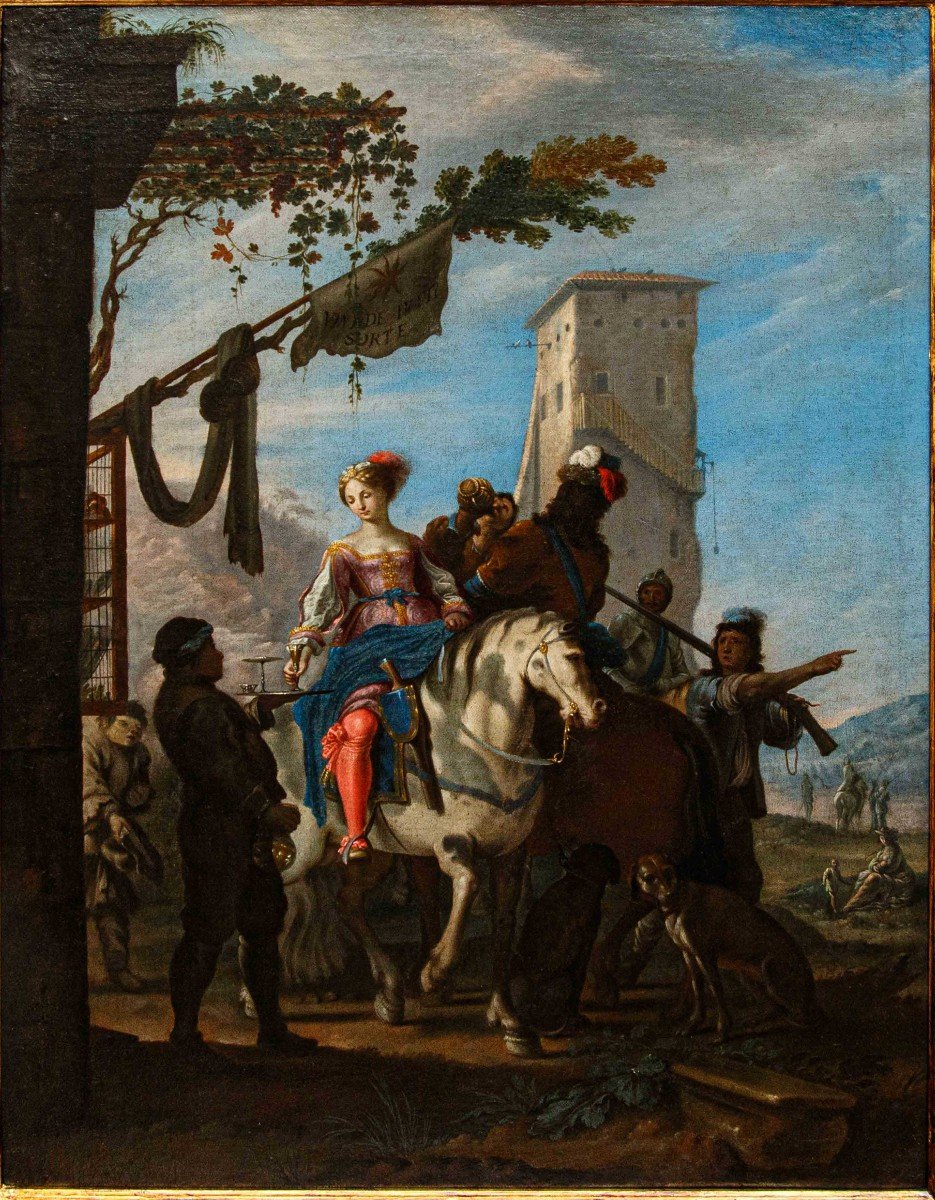 Johann Heinrich Schönfeld, Gentildonna Riding At A Tavern And Dice Players-photo-7