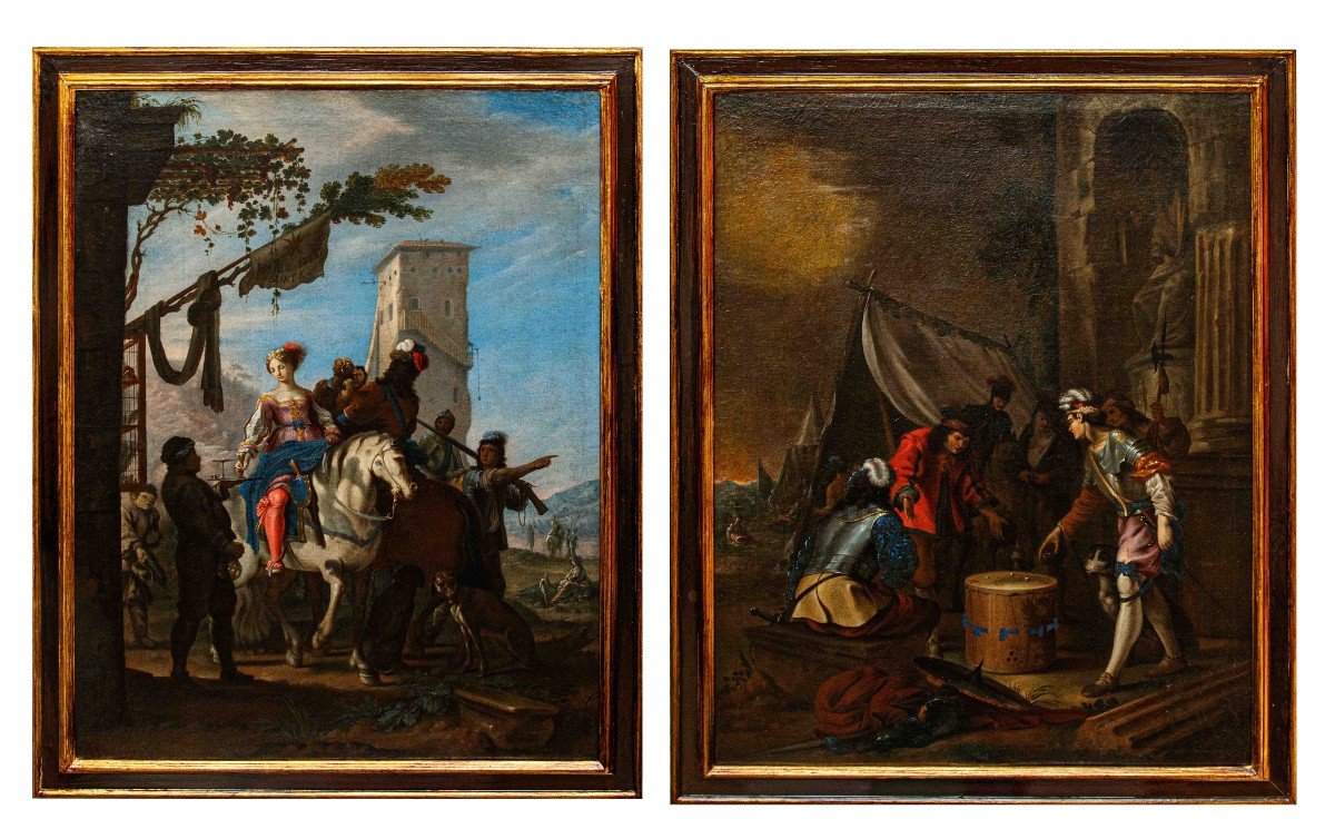 Johann Heinrich Schönfeld, Gentildame à Cheval Dans Une Taverne Et Joueurs De Dés