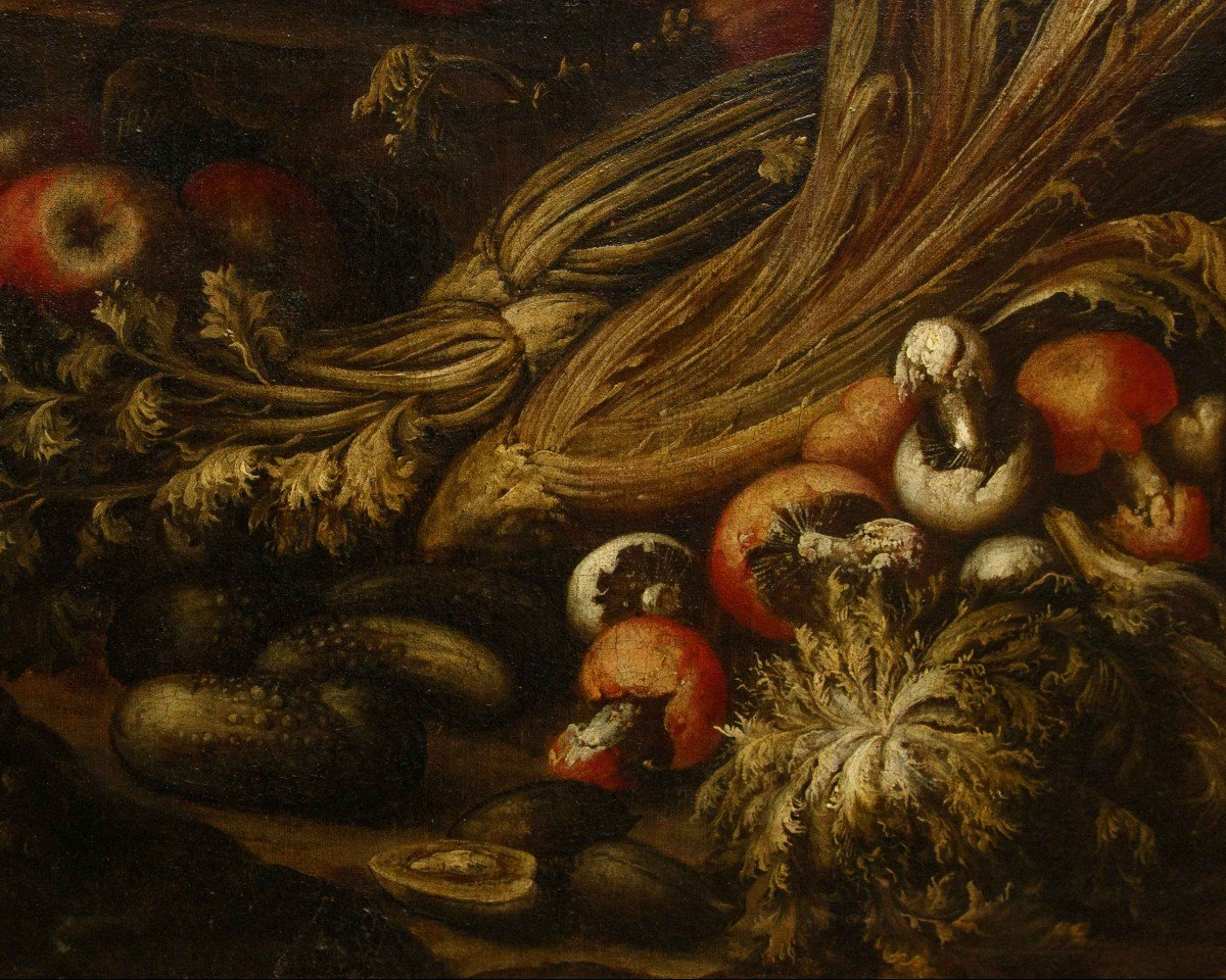 Paolo Paoletti (padoue, 1671 - Udine, 1735), Nature Morte Avec Légumes, Fruits Et Champignons-photo-3