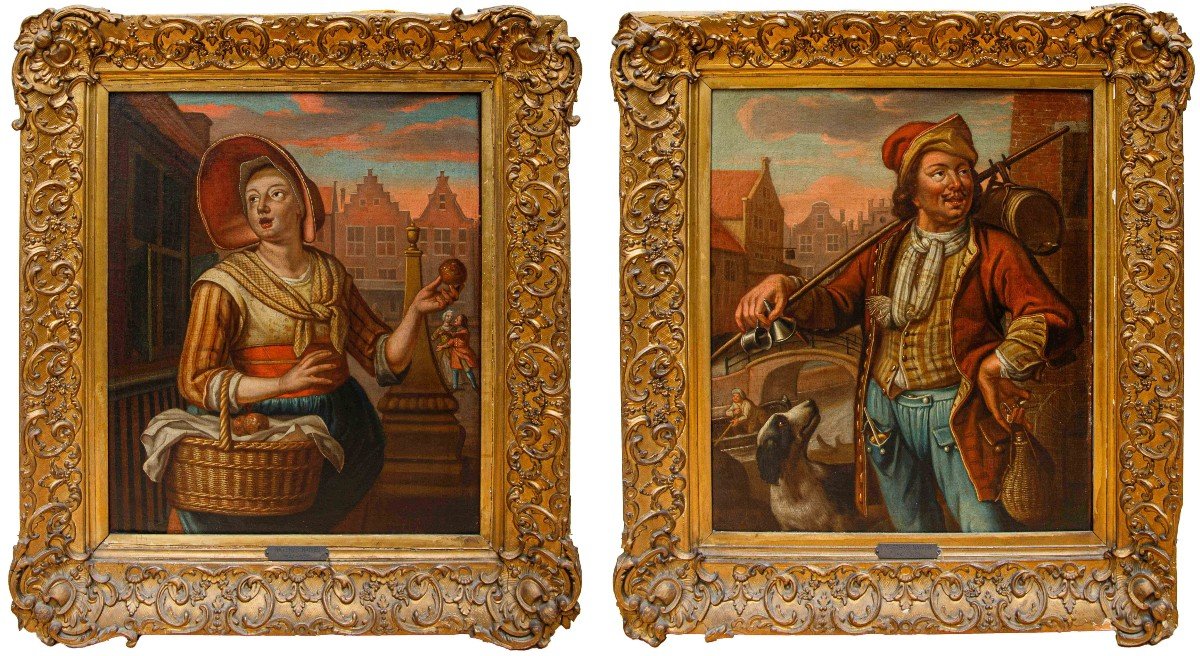 Follower Of Hieronymus Van Der Mij (leiden, 1687 - 1761), Pair Of Carriers