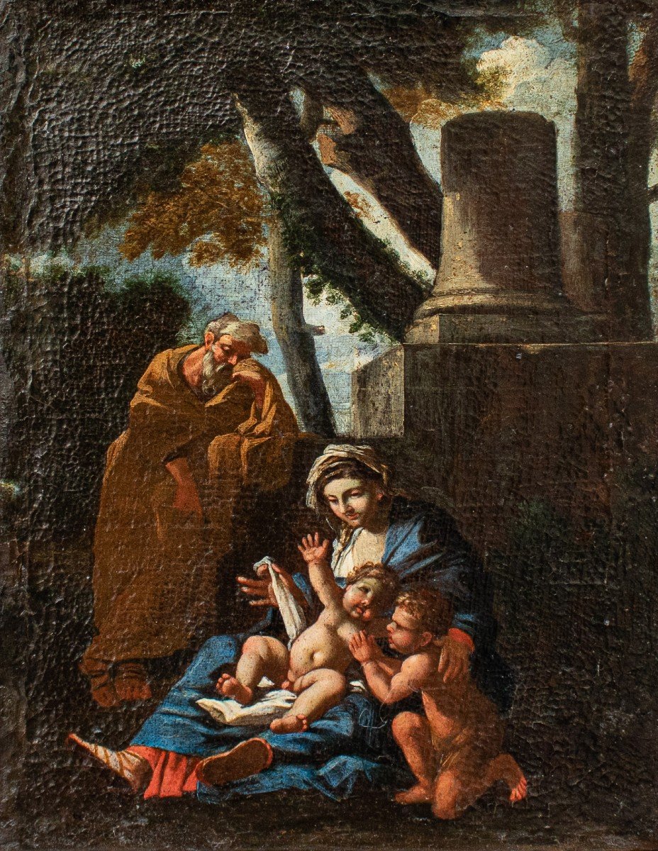 Holy Family With San Giovannino, 17th Century, Emilian School-photo-2