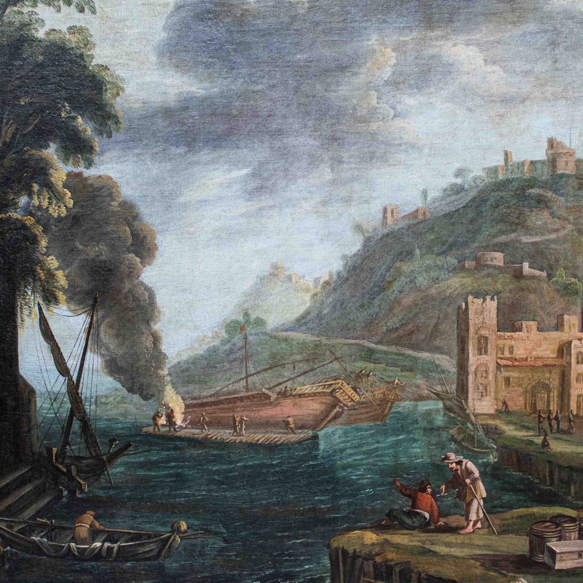 Painter Active In Rome At The End Of The Seventeenth Century, Coastal Landscape-photo-3