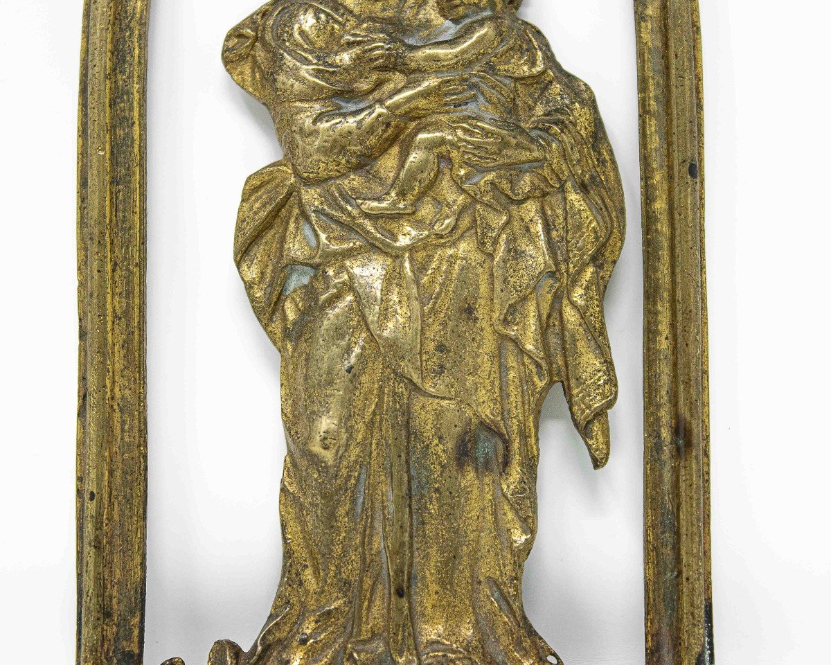 Virgin And Child, Bronze Sculpture, Eighteenth Century-photo-2