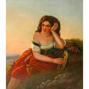 19th Century, Girl With Tamburello