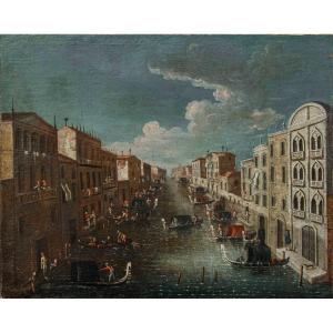 Gabriele Bella (Venise, 1720 - Venise, 1799), Attr., Vue D’un Canal Vénitien