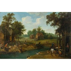 Circle By Adriaen Frans Boudewijns (brussels, 1644-1711), Landscape With Stream