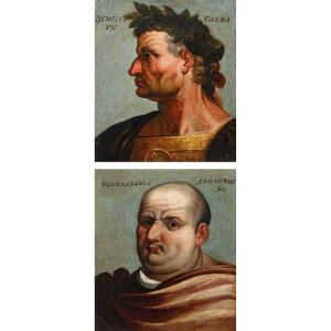 XVIII Century, Portraits Of The Roman Emperors Sergio Galba And Vespasiano