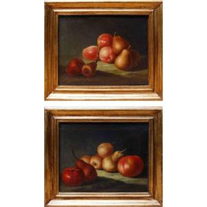 Lombard School, 17th Century , Two Compositions Of Apples And Pears