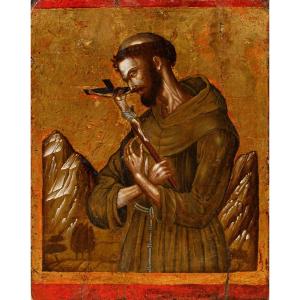 Venetian-cretan School, 16th Century, Saint Francis In Meditation 