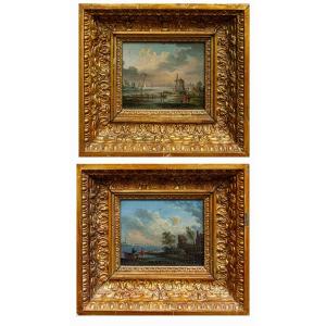 Flemish School, 18th Century  Pair Of River Landscapes