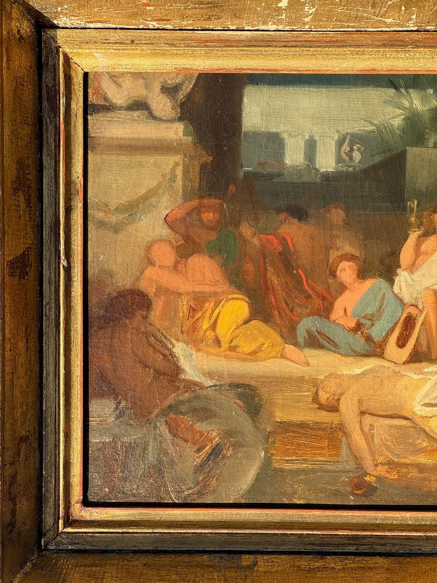 Decadence Of The Romans-antique Scene Of A Neoclassical Painting-19th Century School Circa 1870-photo-4