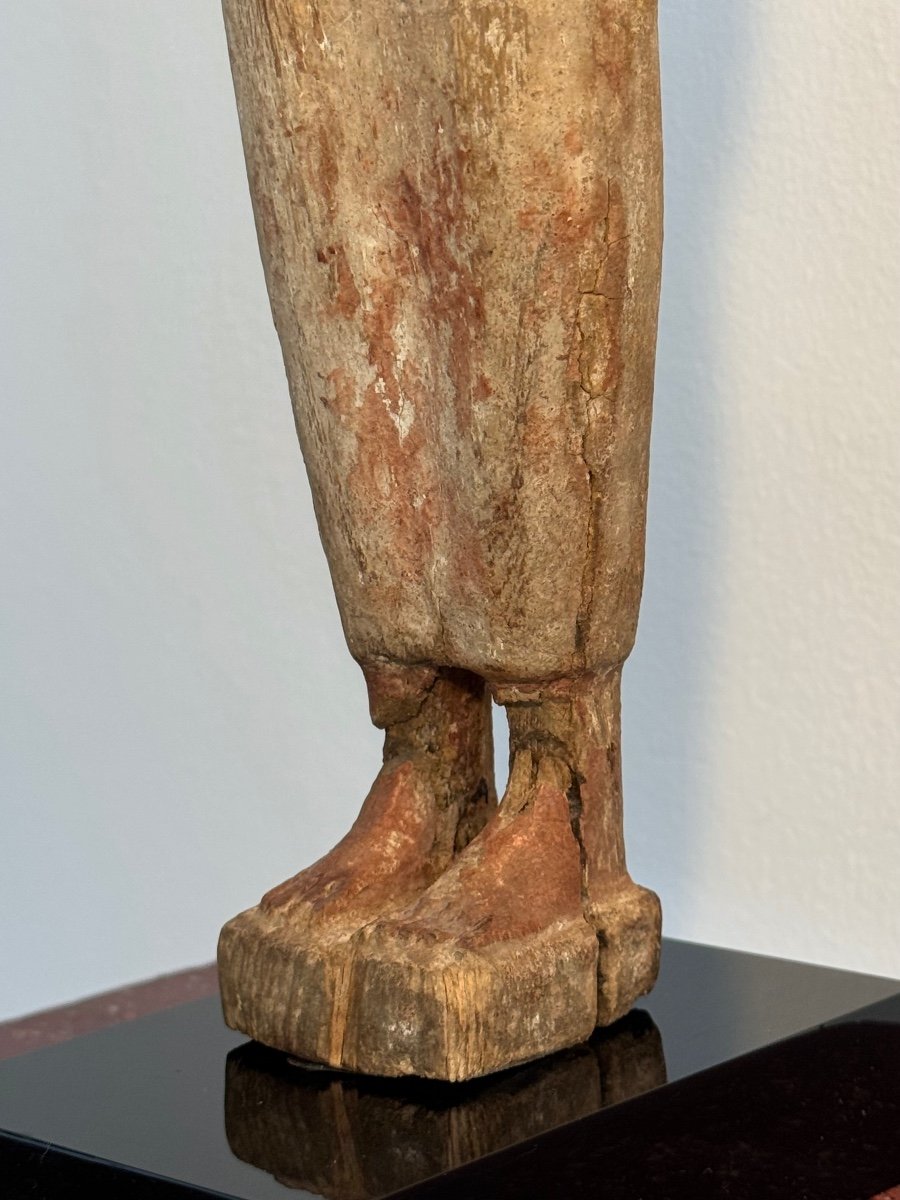 Statuette Funéraire d'Isis En Bois Enduit Polychrome égypte Basse époque Archéologie Antique-photo-7