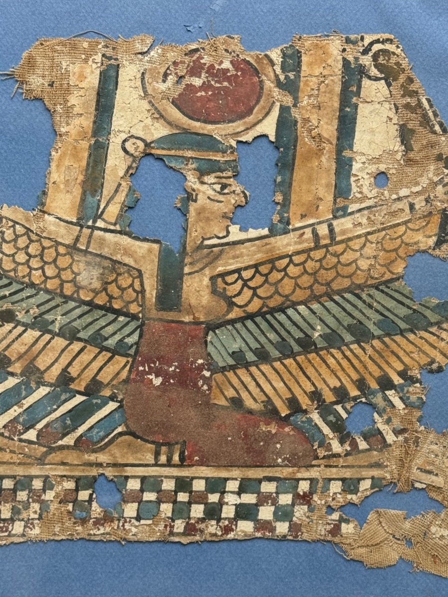 Fragment De Cartonnage Figurant La Déesse Nephtys-Égypte-Basse Epoque-Archéologie-Tableau-photo-3