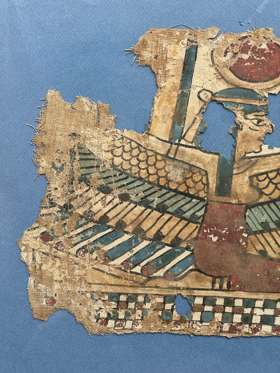 Fragment De Cartonnage Figurant La Déesse Nephtys-Égypte-Basse Epoque-Archéologie-Tableau-photo-1