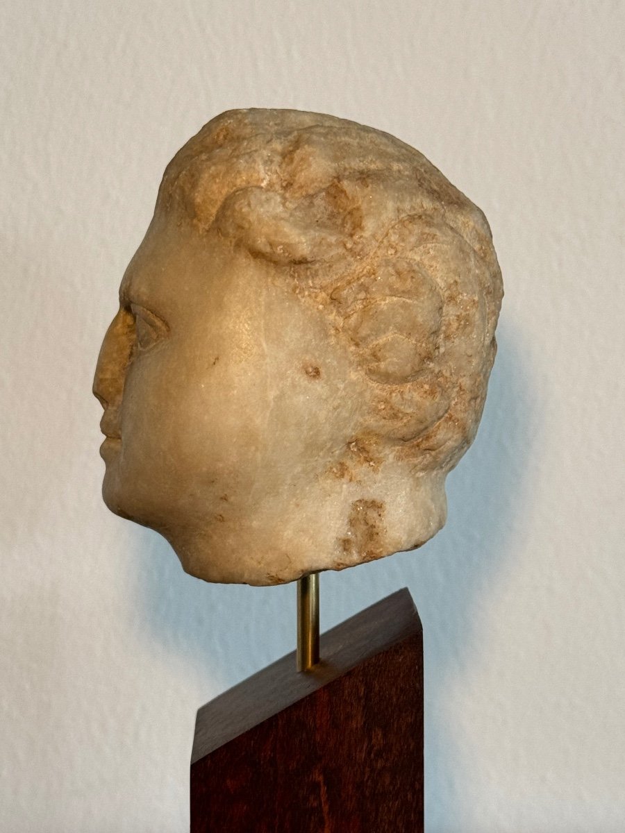 Sculpture, Carved Marble Male Head, Roman Period, Antique, Archaeology-photo-2