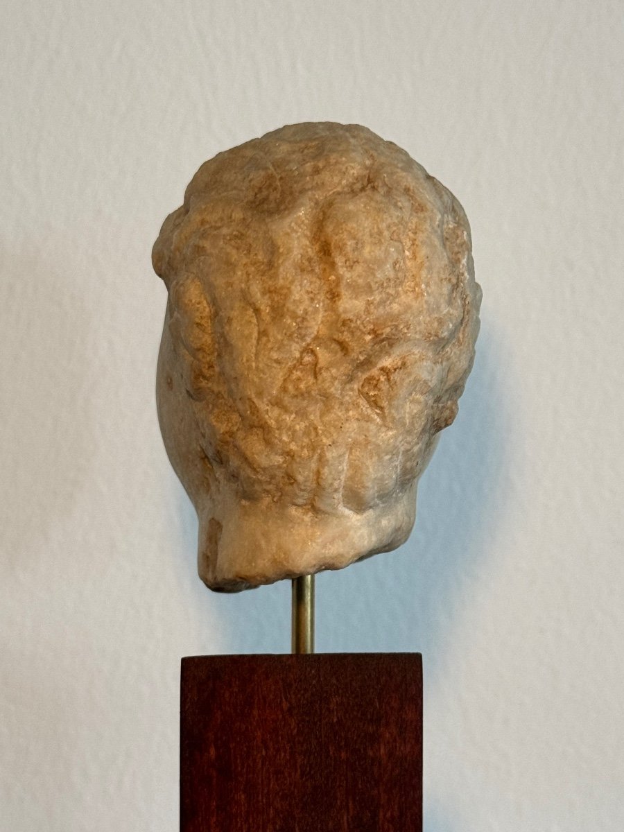 Sculpture, Carved Marble Male Head, Roman Period, Antique, Archaeology-photo-3