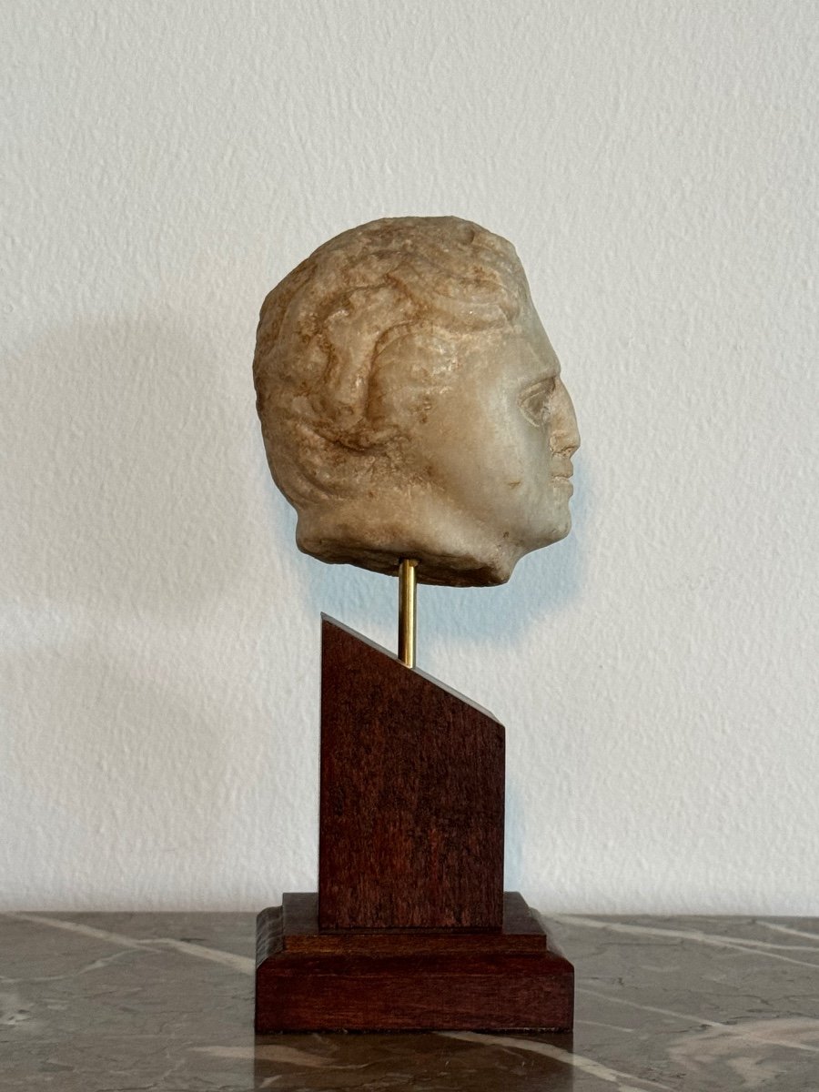 Sculpture, Carved Marble Male Head, Roman Period, Antique, Archaeology-photo-4