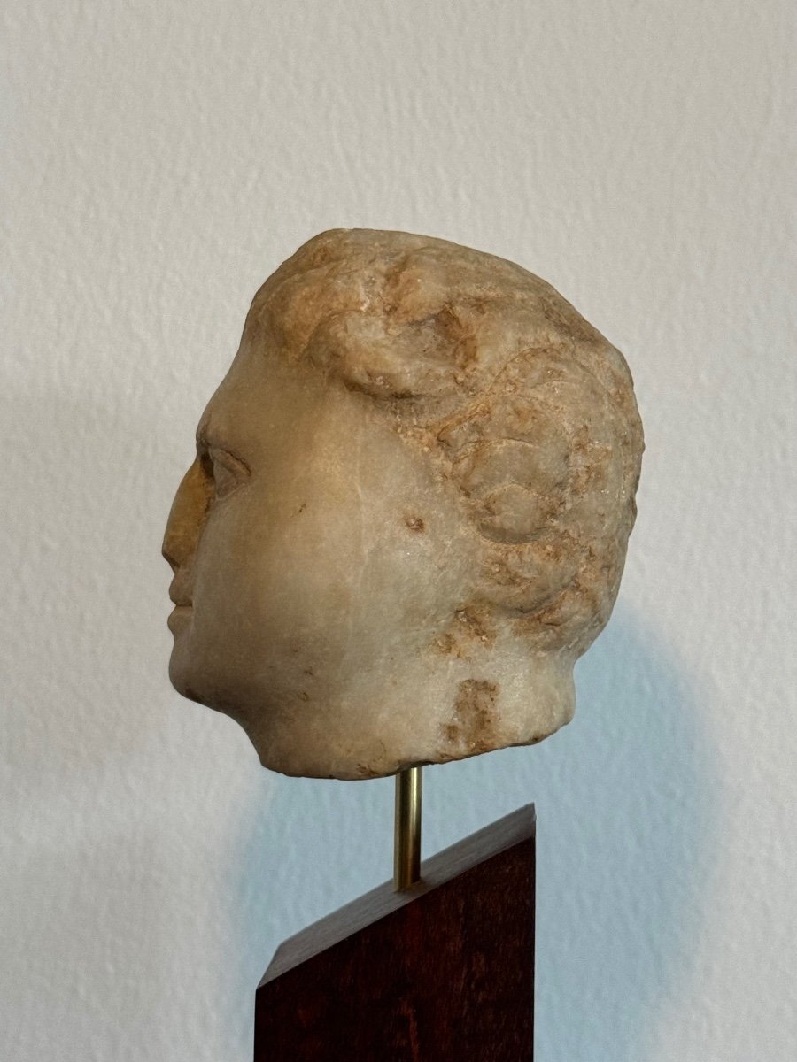 Sculpture, Carved Marble Male Head, Roman Period, Antique, Archaeology-photo-6