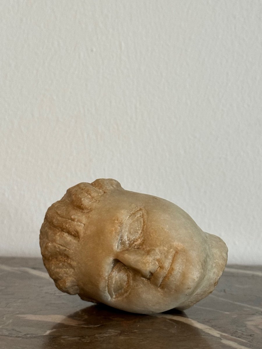 Sculpture, Carved Marble Male Head, Roman Period, Antique, Archaeology-photo-8