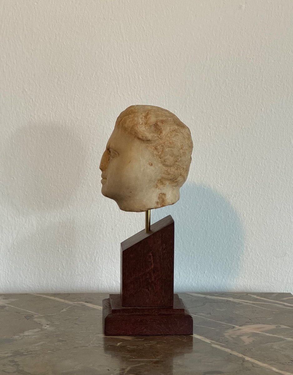 Sculpture, Carved Marble Male Head, Roman Period, Antique, Archaeology