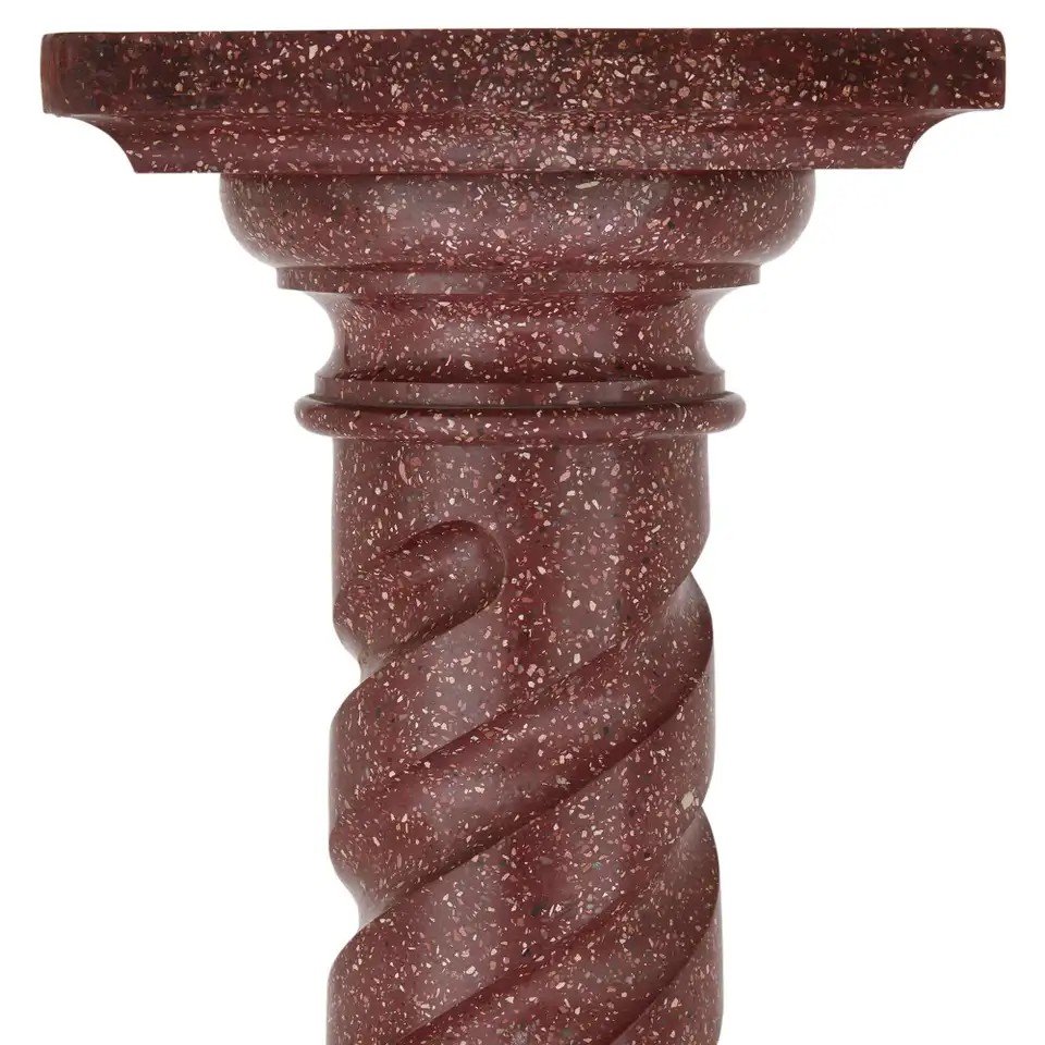 Simulated Porphyry Pedestal Column From Scagliola - Italy, Early 20th Century  -photo-4