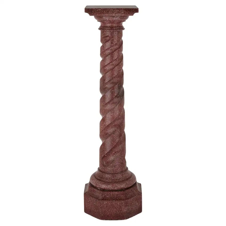 Simulated Porphyry Pedestal Column From Scagliola - Italy, Early 20th Century  