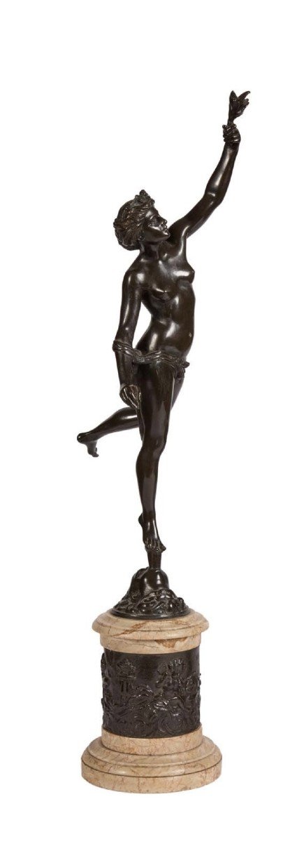 Mercury And Fortune - 19th Century Bronze And Marble Sculptures After Jean De Bologne Clodion-photo-4