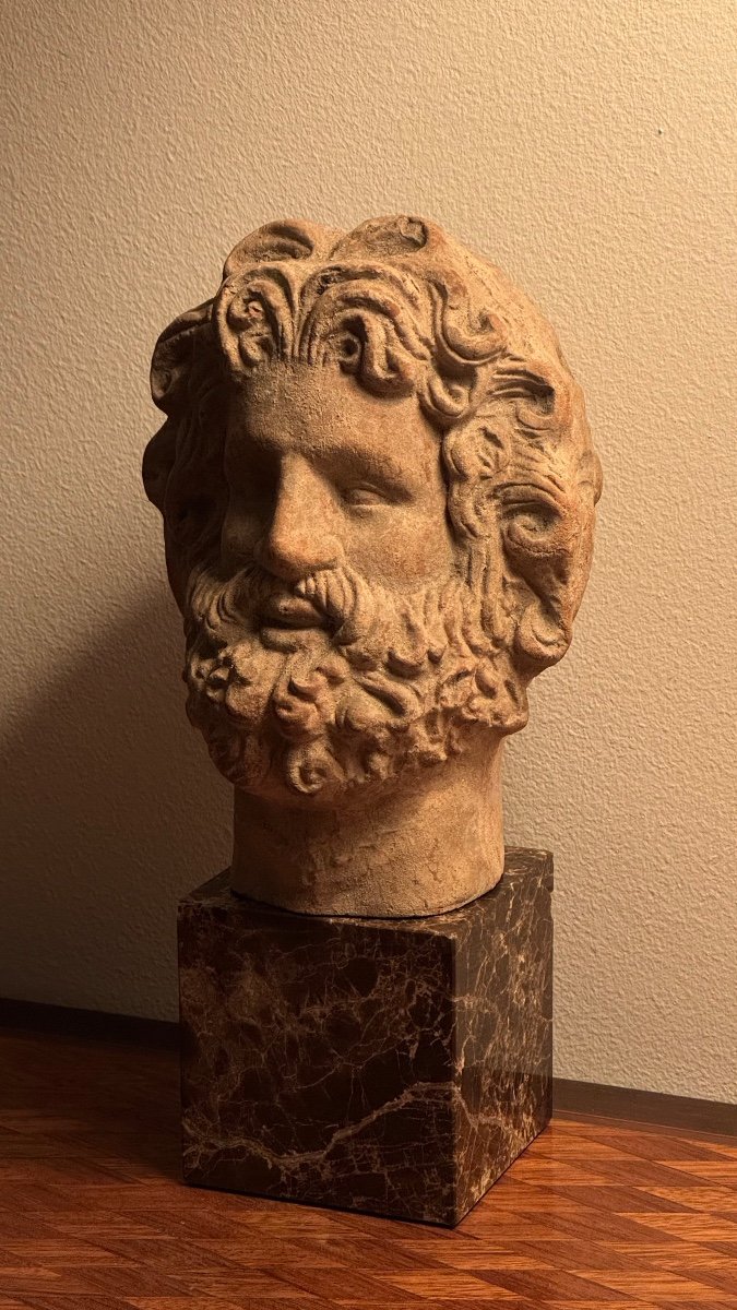 Tête Buste En Terre Cuite Représentant Dieu Zeus Jupiter Rome Romain Grèce Antique Grec Marbre