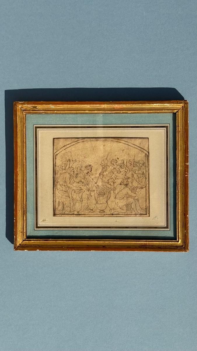 The Tribute - Pen And Brown Ink Drawing - 18th Century - French School - Antiquity - Neoclassical