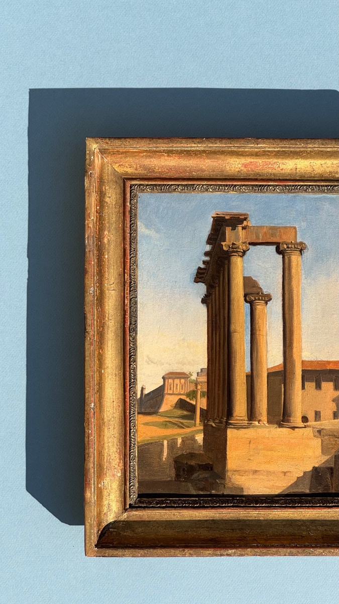 Temple Of Saturn At The Roman Forum In Rome-julesjosep Meynier-italy-19th Century-oil On Paper-photo-3