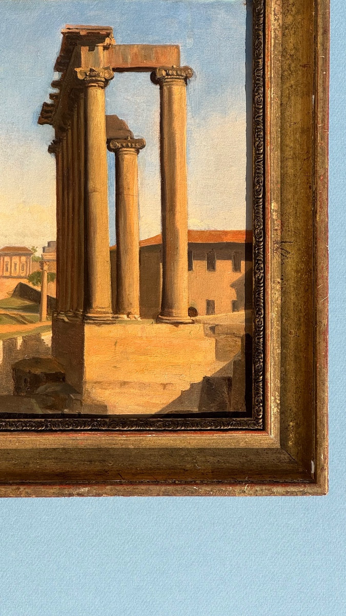 Temple Of Saturn At The Roman Forum In Rome-julesjosep Meynier-italy-19th Century-oil On Paper-photo-4