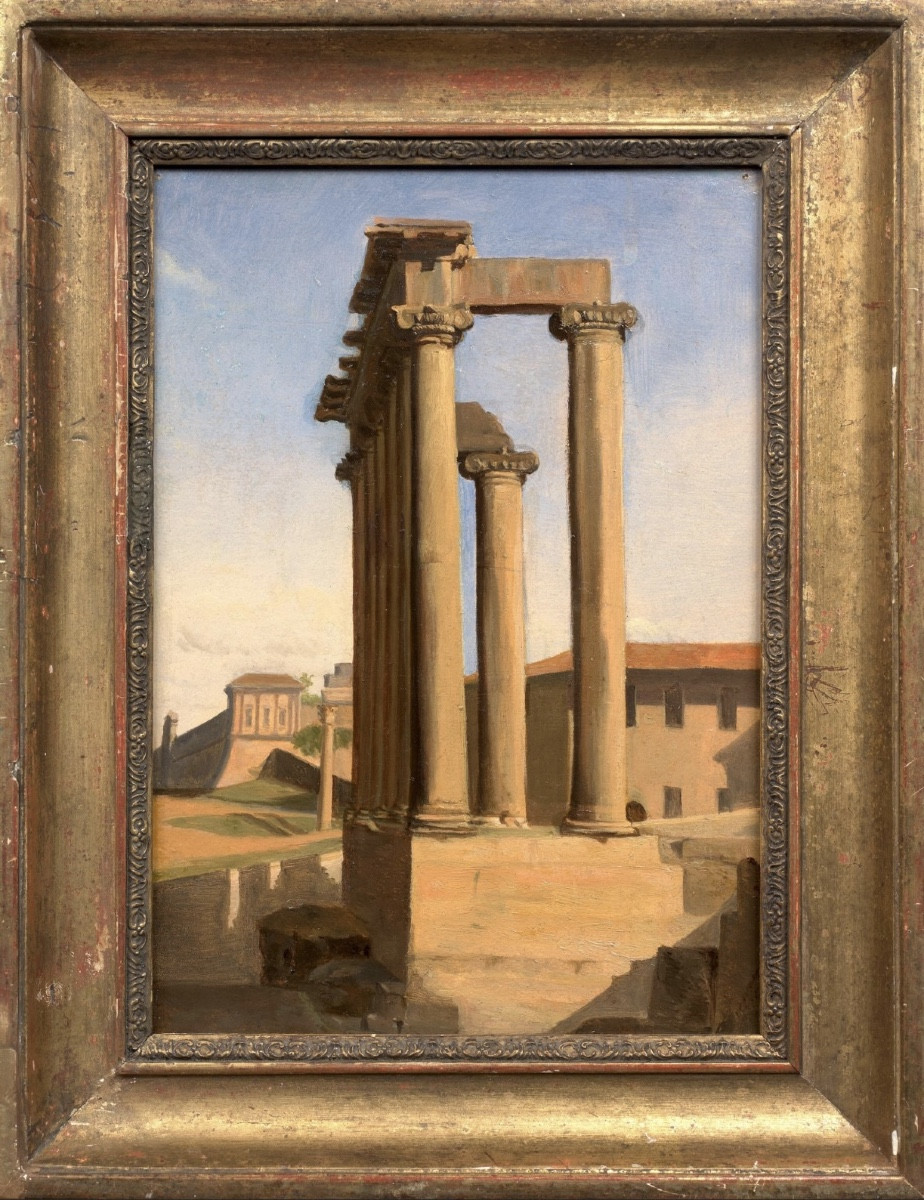 Temple Of Saturn At The Roman Forum In Rome-julesjosep Meynier-italy-19th Century-oil On Paper-photo-2