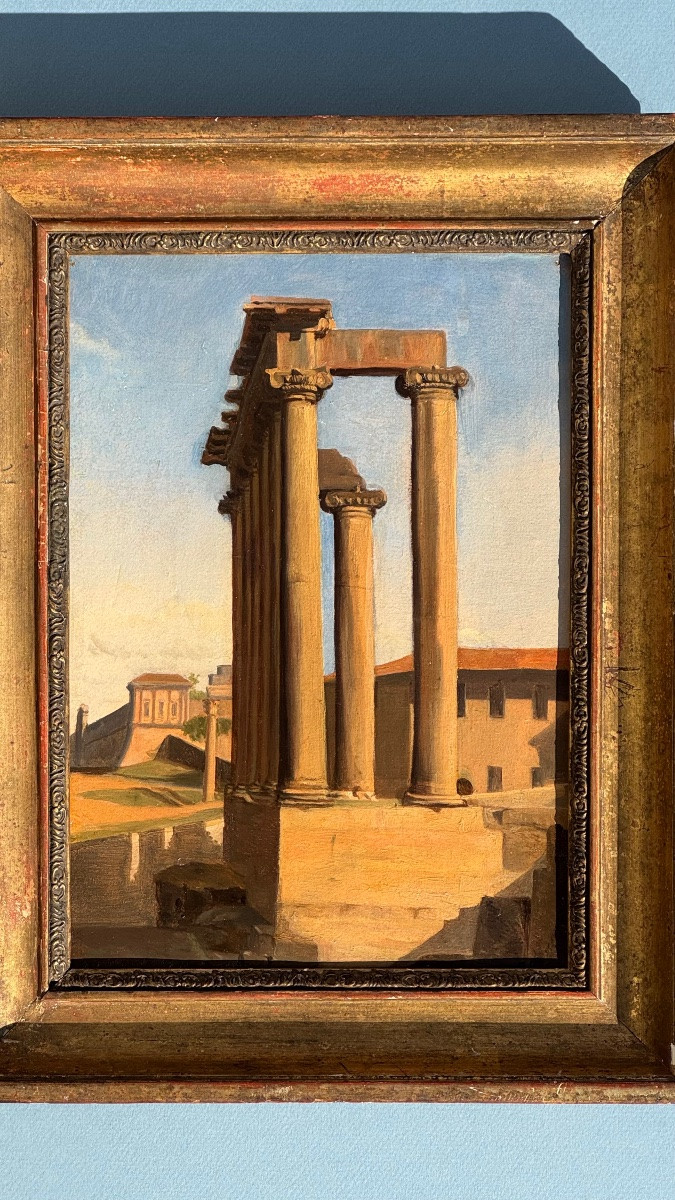 Temple Of Saturn At The Roman Forum In Rome-julesjosep Meynier-italy-19th Century-oil On Paper-photo-3