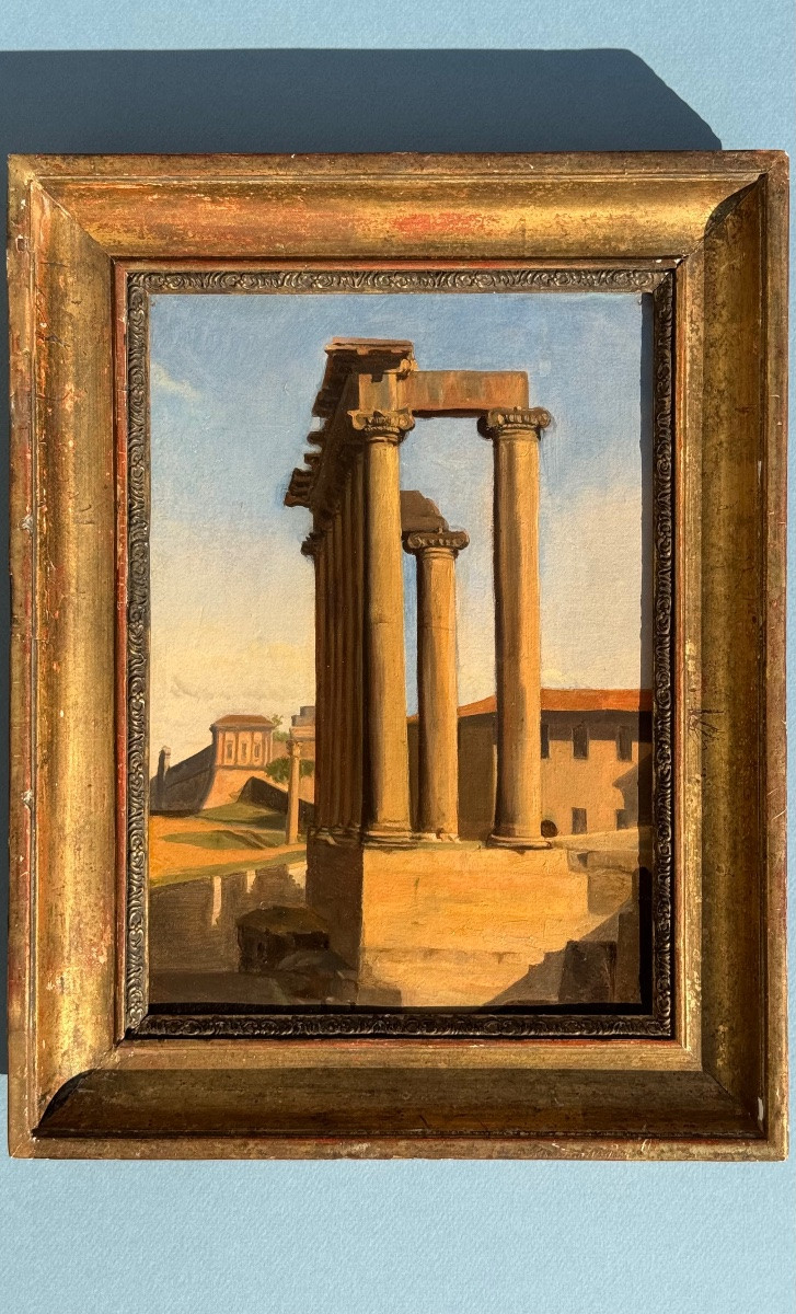 Temple Of Saturn At The Roman Forum In Rome-julesjosep Meynier-italy-19th Century-oil On Paper-photo-4