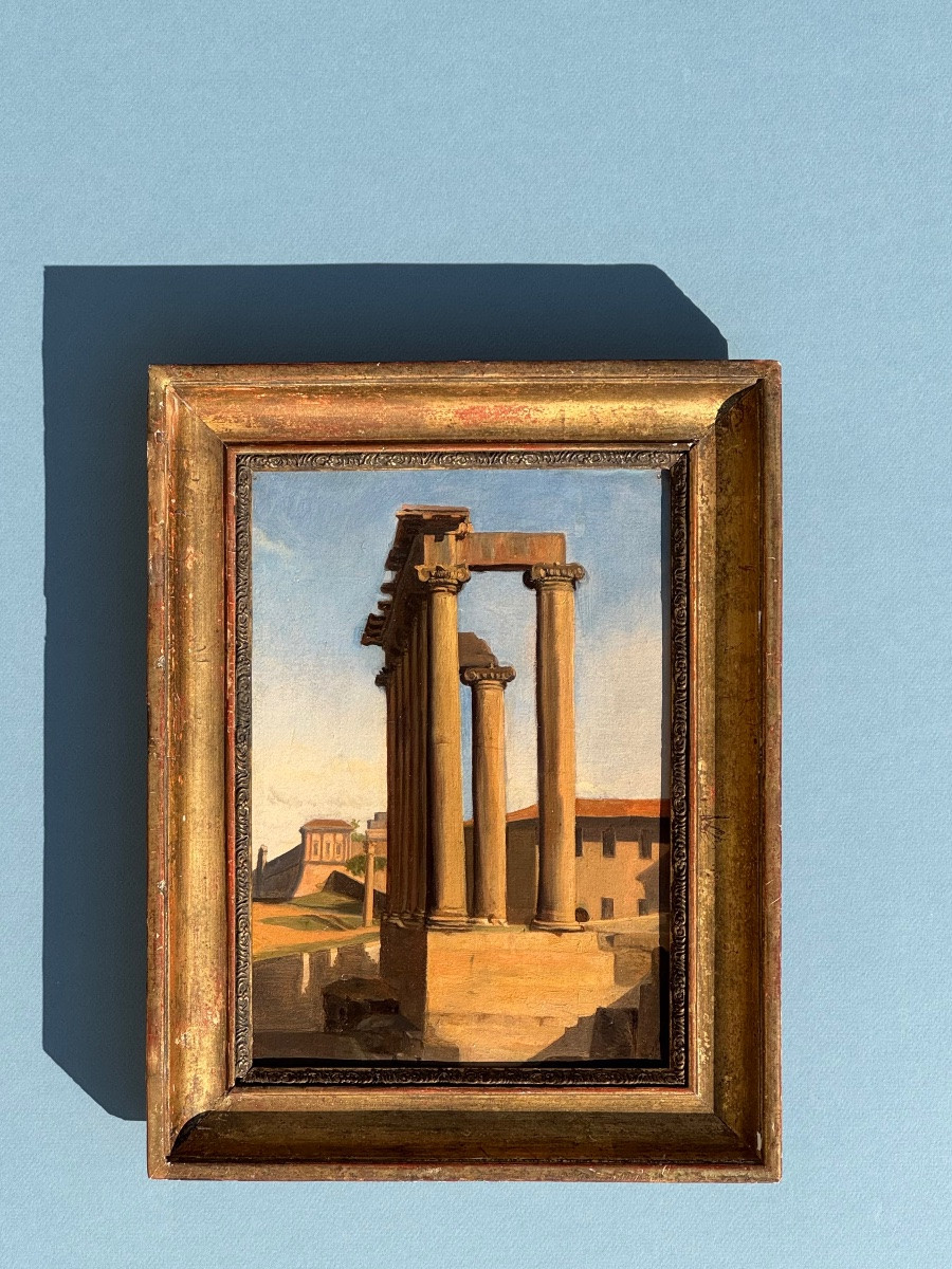 Temple Of Saturn At The Roman Forum In Rome-julesjosep Meynier-italy-19th Century-oil On Paper-photo-5