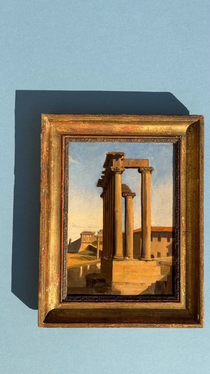 Temple Of Saturn At The Roman Forum In Rome-julesjosep Meynier-italy-19th Century-oil On Paper-photo-6