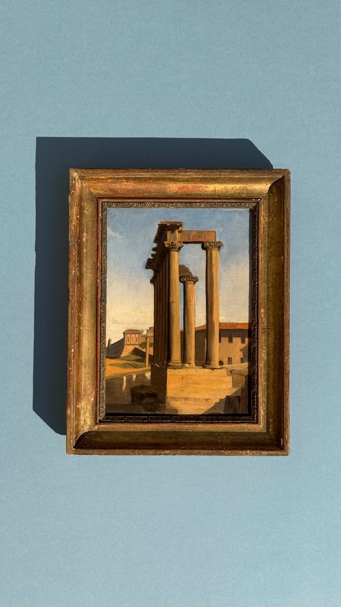 Temple Of Saturn At The Roman Forum In Rome-julesjosep Meynier-italy-19th Century-oil On Paper-photo-7