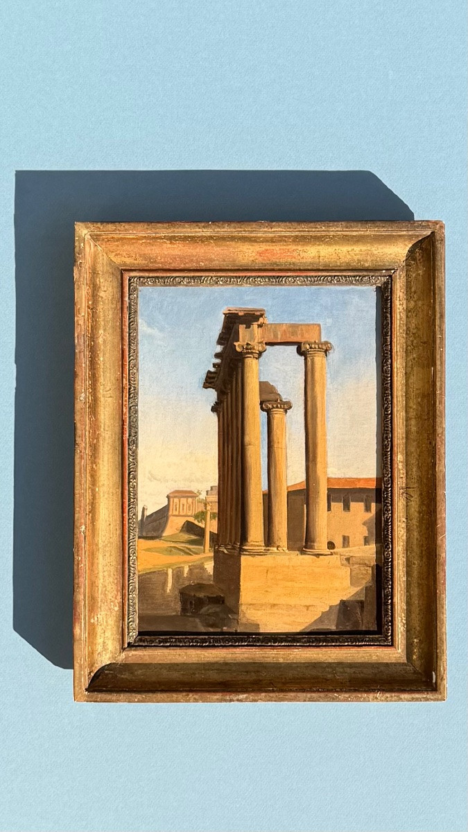 Temple Of Saturn At The Roman Forum In Rome-julesjosep Meynier-italy-19th Century-oil On Paper-photo-8