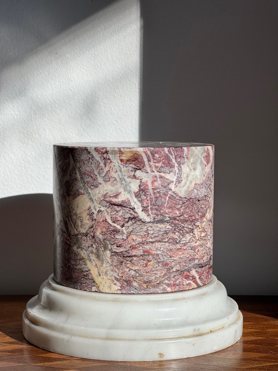 Red Marble Pedestal Column Base