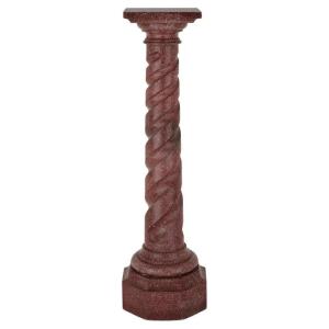 Simulated Porphyry Pedestal Column From Scagliola - Italy, Early 20th Century  