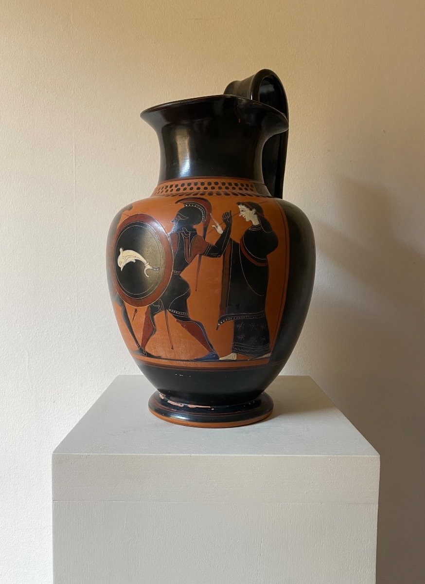 Oenochoe Vase In The Attic Style Greece Or Italy XIX Ceramic After The Antique-photo-3