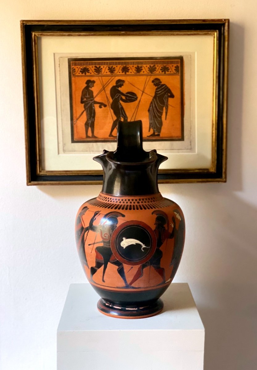 Oenochoe Vase In The Attic Style Greece Or Italy XIX Ceramic After The Antique-photo-3